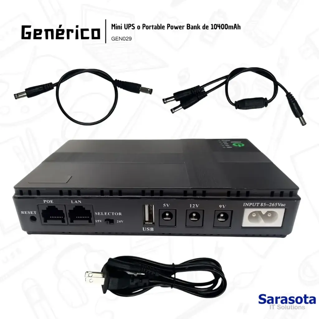 Genérico Mini UPS o Portable Power Bank de 10400mAh