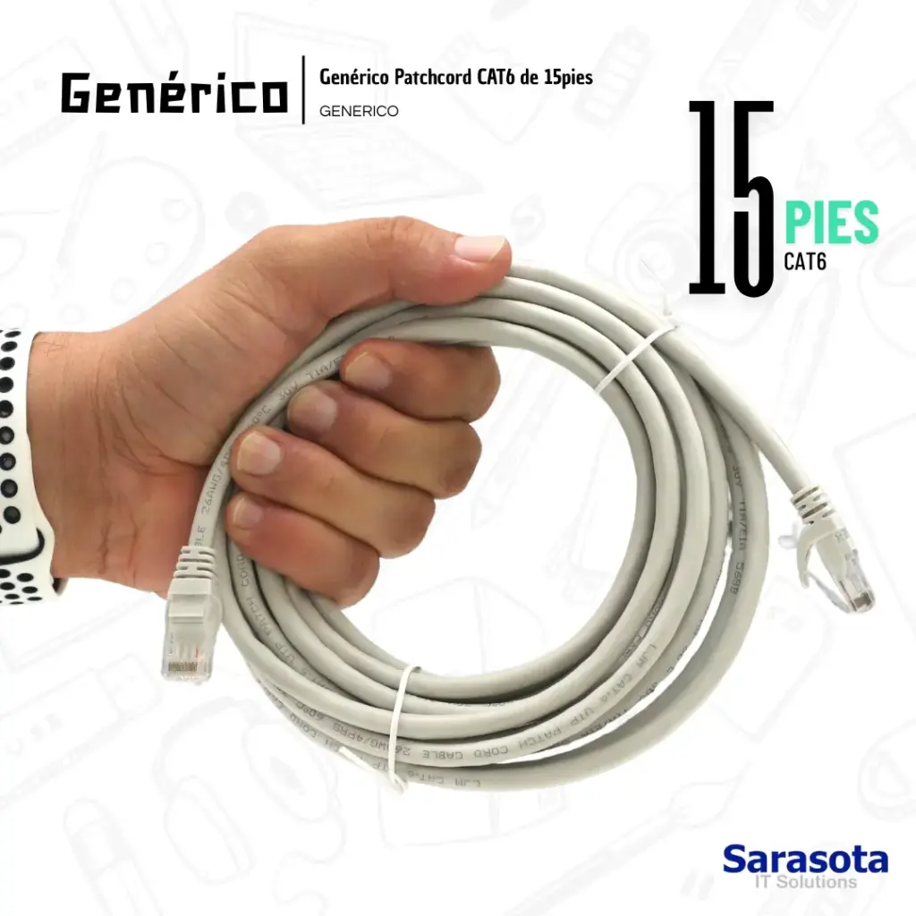 Genérico Patch Cord CAT6 RJ45 de 15 pies