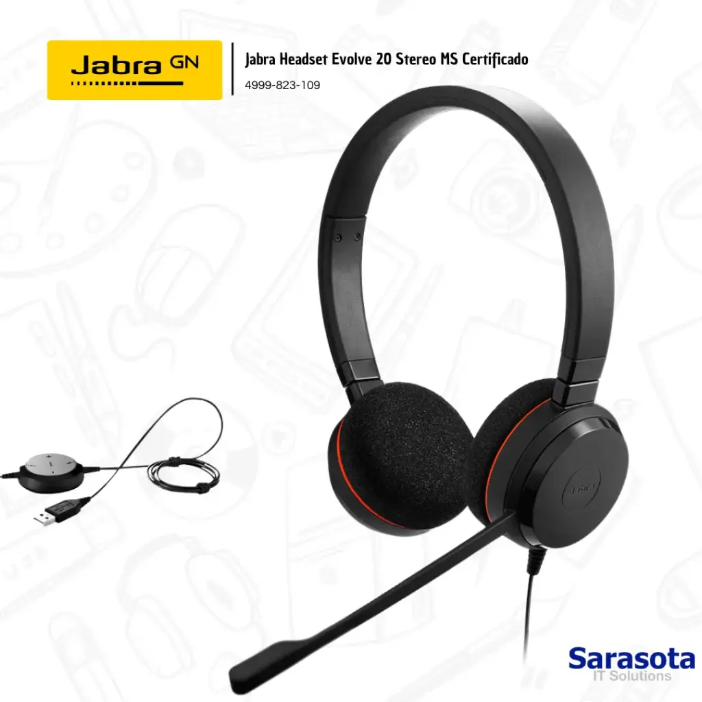 Jabra Evolve 20 MS Stereo HeadSet HSC016 4999-823-109