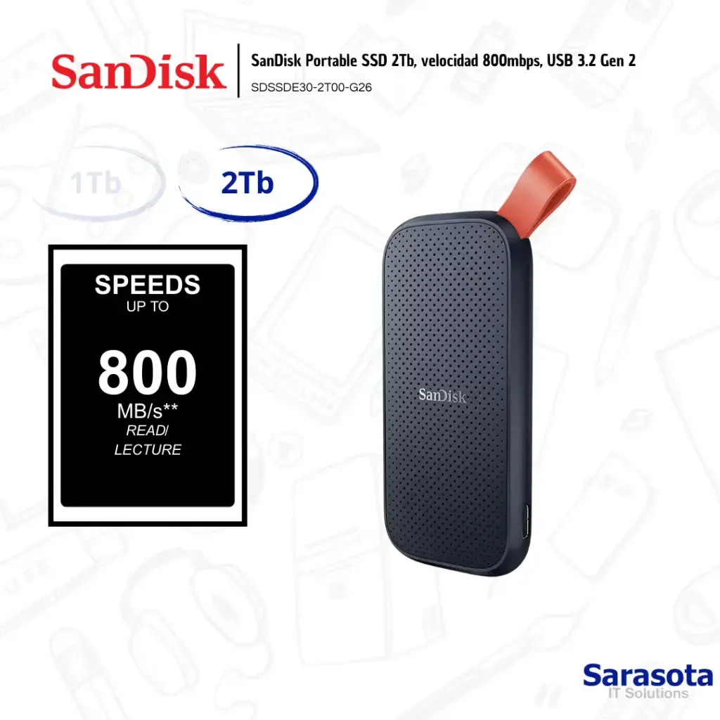 SanDisk Portable SSD 2Tb 800mbps  USB 3.2 Gen2