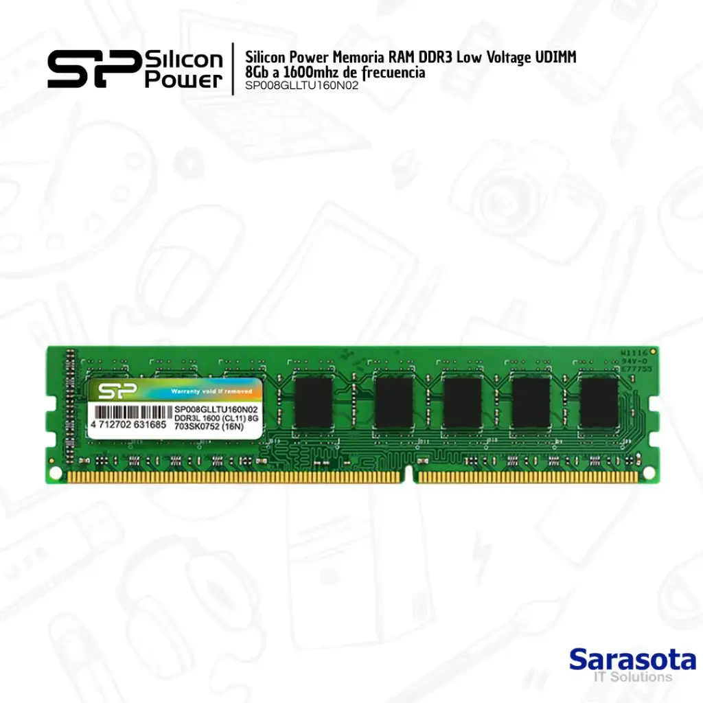 Silicon Power RAM DDR3L UDIMM 1600Mhz de 8Gb