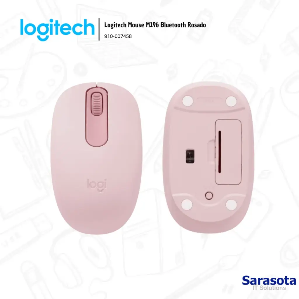 Logitech Mouse M196 Bluetooth Rosado (910-007458)