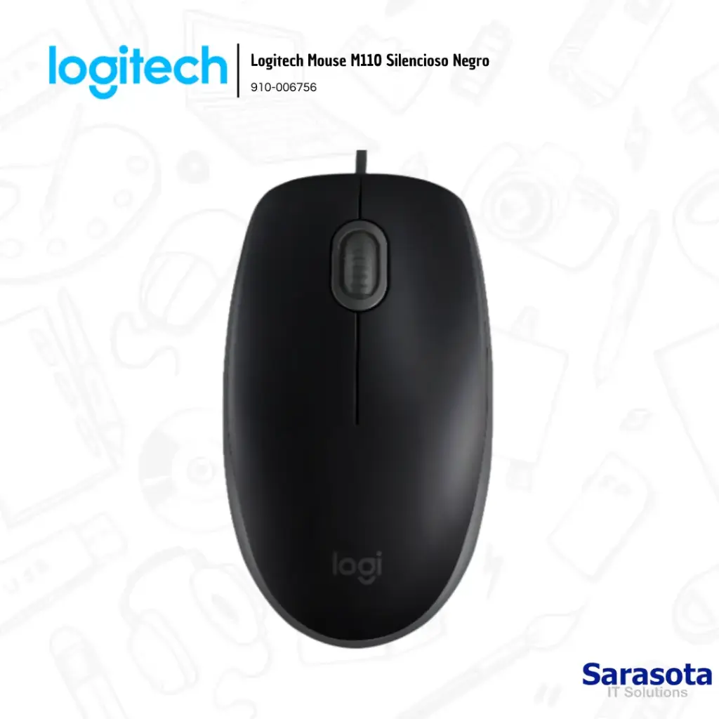 Logitech Mouse M110 Silencioso Negro (910-006756)