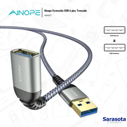 [AIN007] Ainope Extensión USB Trenzado