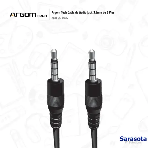 [ARG005] Argom Tech Cable de Audio Jack 3.5mm de 3 Pies ARG-CB-0035