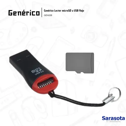 [GEN028] Genérico Lector microSD a USB Rojo