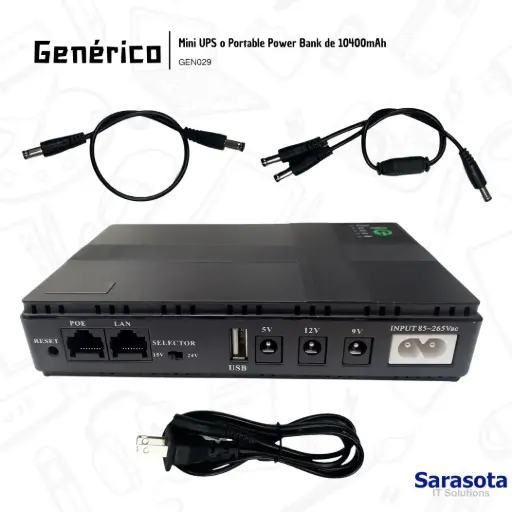 [GEN029] Genérico Mini UPS o Portable Power Bank de 10400mAh