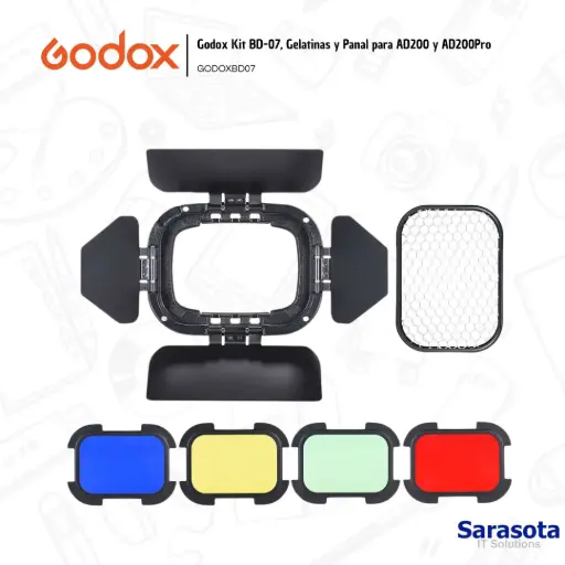 [GOD019] Godox Kit BD-07, Gelatinas y Panal para AD200 y AD200Pro