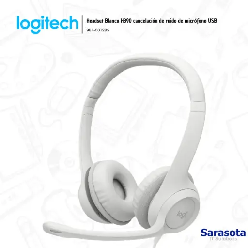 [LOG002] Logitech Audífono H390 con microfono USB Blanco (981-001285)
