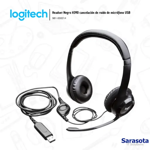 [LOG003] Logitech Audífono H390 con micrófono USB Negro (981-000014)