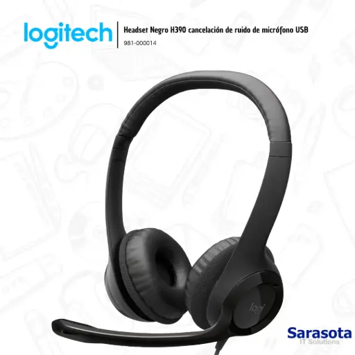 [LOG003] Logitech Audífono H390 con micrófono USB Negro (981-000014)
