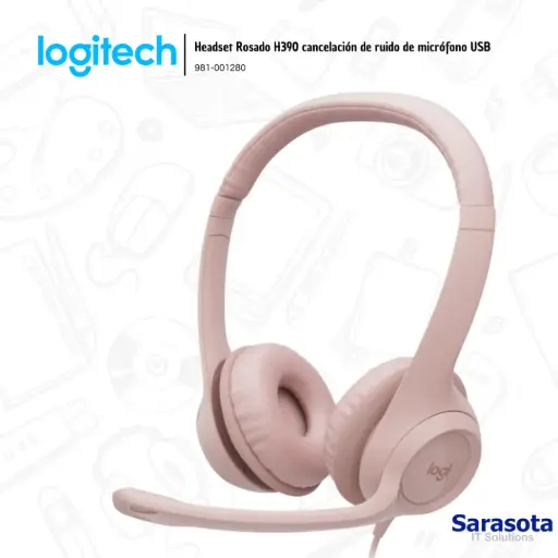 [LOG004] Logitech Audífono H390 con microfono USB Rosado (981-001280)