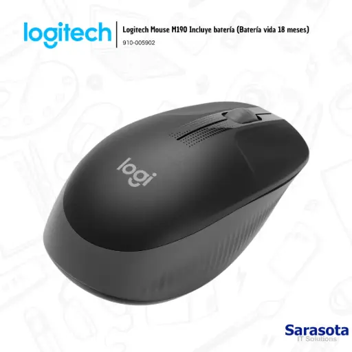 [LOG019] Logitech Mouse M190 Inalámbrico Negro (910-005902)