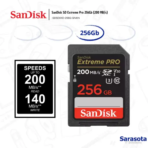 [SAN008] SanDisk Extreme Pro SD 256Gb (200 MB/s)