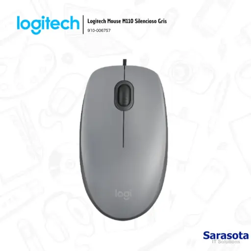 [LOG037] Logitech Mouse M110 Silencioso Gris Medio Alámbrico (910-006757)