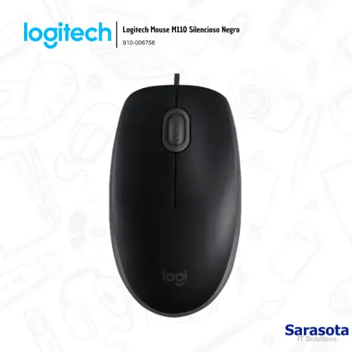 [LOG039] Logitech Mouse M110 Silencioso Negro Alámbrico (910-006756)