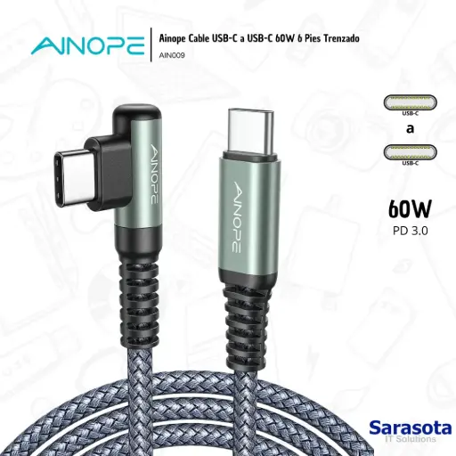 [AIN009] Ainope Cable USB-C a USB-C Trenzado 60W