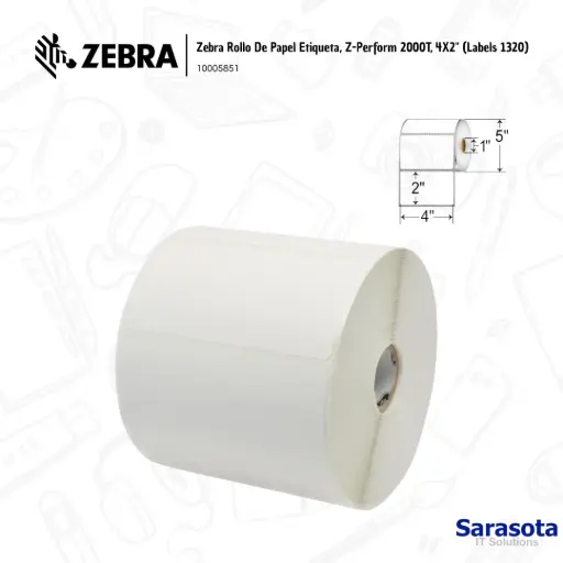[ZEB011] Zebra Rollo De Papel Etiqueta, Z-Perform 2000T, 4X2" (Labels 1320)
