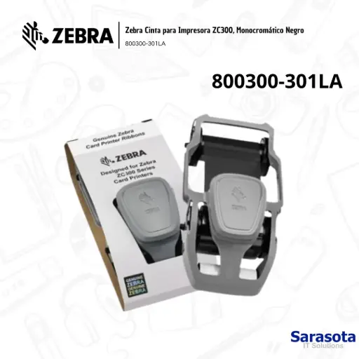 [ZEB003] Zebra Cinta para Impresora ZC300, Monocromático (800300-301LA)