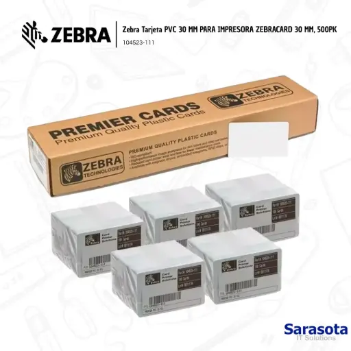 [ZEB004] Zebra Tarjetas PVC ZEBRACARD 30mm, 500 unidades