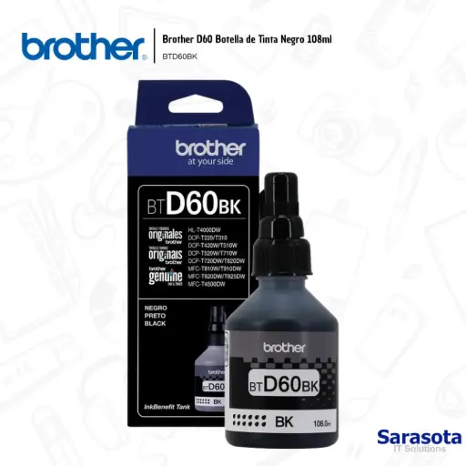 [BRO007] Brother BTD60BK Botella de Tinta Negro 108ml